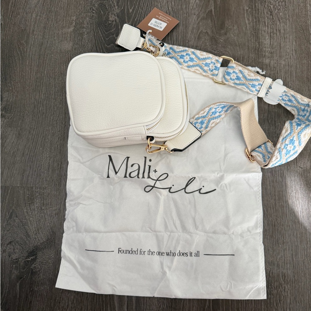 Mali & Lili Off-White Crossbody Bag with Patterned Strap - Picture 8 of 12